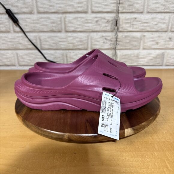Hoka Ora Recovery Slide 3 Mens Size 11 Sandals Burgundy Purple Slip On Shoes - Picture 3 of 7